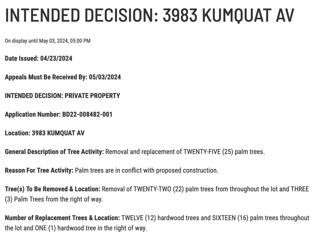 CGVC Tree Permit Decision Reports: Appeals by 3 May